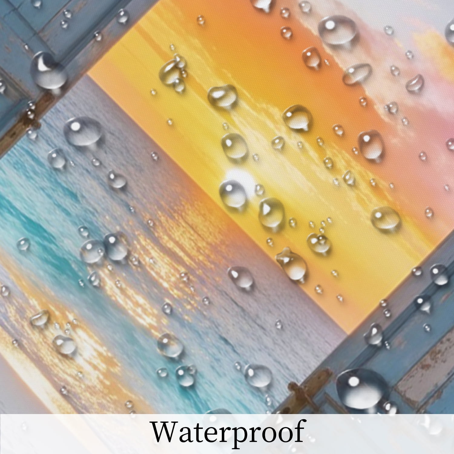 Beach Coastal Shower Curtain,Teal Ocean Sunrise Seascape Nautical Shower Curtain,Rustic Barn Door Seashore Fabric Shower Curtain for Bathroom,60"x72"
