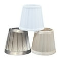 thumbnail image 3 of CoreLiving Clip-On Lamp Shade - Small 5x5x3 Inch Pleated Fabric Bell Shape, Silver Replacement Shades for Table Floor Wall and Chandelier Bulbs, Nightstand Living Room Decor, 3 of 6