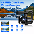 thumbnail image 3 of Campark 5K Video Camera Camcorder Dual Lens 3”Touch Screen 56MP Digital Vlogging Cameras for YouTube with Microphone, 3 of 9