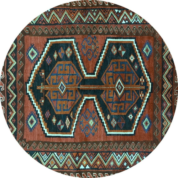 Ahgly Company Indoor Round Persian Light Blue Traditional Area Rugs, 7' Round