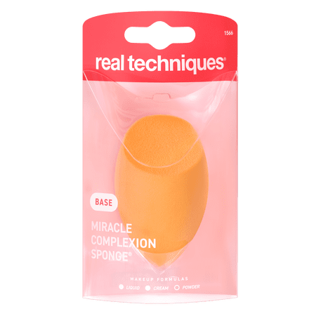 Real Techniques Miracle Complexion Sponge, Makeup Sponge for Liquids & Creams, Orange, 1 Count