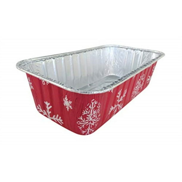 Disposable Aluminum Holiday 2 lb. Loaf Pans with Clear Snap on Lid