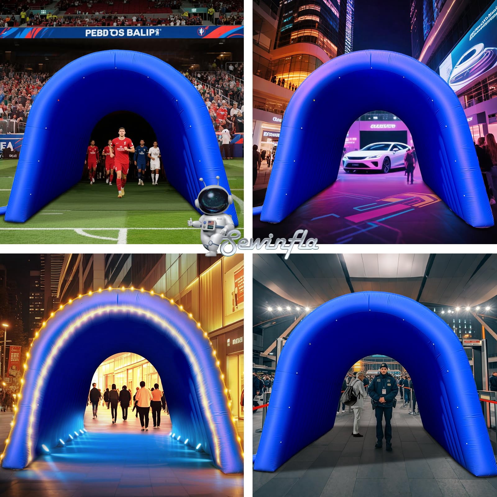 Inflatable Sports Tunnel Entrance with Blower Inflatable Tunnel Tent for Business Advertising Event Exhibition 20X10x10Ft Blue