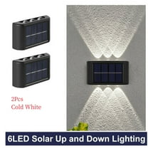 Solar Fence Lights, Fence Solar Lights Outdoor Waterproof Cold White, LED Solar Lights for Deck Railing, Stair Handrail and Wall, 2Pcs
