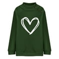 thumbnail image 4 of Cute Tops for Women Long Sleeve Mock Crew Neck Button Trim Tunic Tee Casual Loose Heart Graphic Print Pullover Shirts(Green,L), 4 of 5