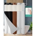 thumbnail image 2 of No Hook Shower Curtain with Snap in Liner, Wood Grain Brown Boho Brown and Black Striped Tribal Farmhouse Style Shower Curtains for Bathroom, Washable Inner Liner with Mesh Top Window, 66"x72", 2 of 6