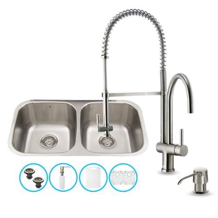 UPC 849922000060 product image for All in One 32 in. Undermount Stainless Steel Kitchen Sink and Faucet Set | upcitemdb.com