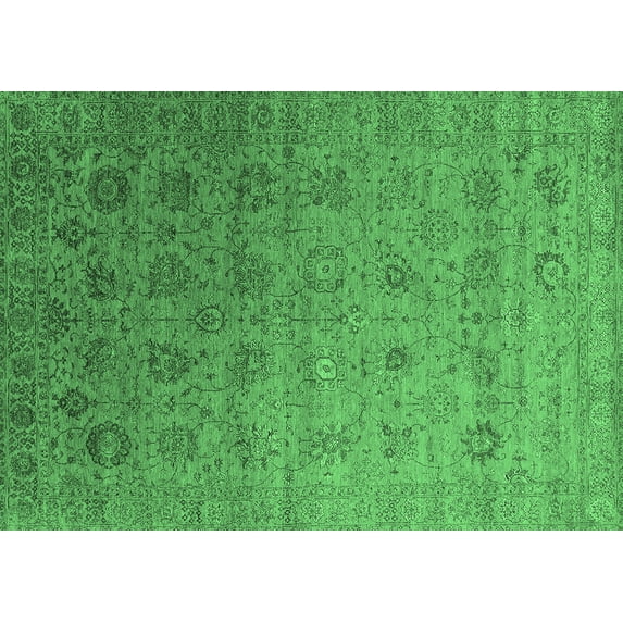 Ahgly Company Indoor Rectangle Oriental Emerald Green Industrial Area Rugs, 5' x 8'