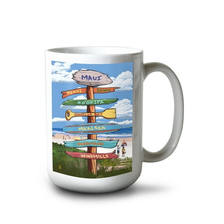 

15 fl oz Ceramic Mug Maui Hawaii Destination Signpost (Version 2) Dishwasher & Microwave Safe