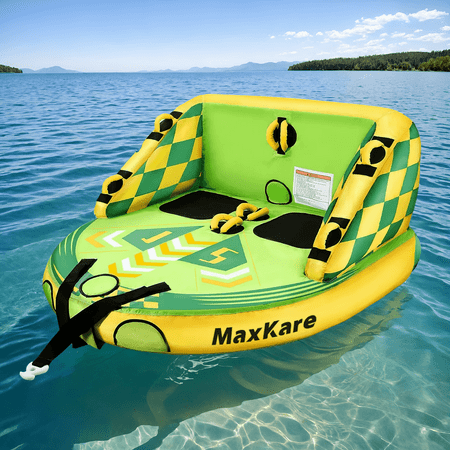 MaxKare Towable Tube for Boating 2 Rider Waterskiing Towables for Youth & Adult Have Fun Outdoor Green