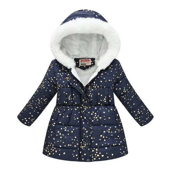 Rohuuque Girls And Boys Winter Coats Heavyweight Hooded Jacket Kid Snow Outwear Cotton Coats 4 Years Dark Blue
