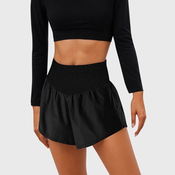 POTETI Workout Shorts for Women High Waisted Cotton Women Shorts Orange Solid Dolphin with Pockets Drawstring Loose Shorts