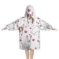 thumbnail image 2 of Bull Terriers and Hearts Blanket Hoodies for Kids 6-13YR Oversize Wearable Blanket Hoodies for Boys Girls Teens, 2 of 7