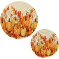 thumbnail image 7 of SKYSONIC Autumn Pumpkin Leaves Trivet Round Hot Pads, Set of 2 Fall Thanksgiving Harvest Pot Holder Heat Resistant Trivets Cotton Thread Weave Mats for Kitchen Counter Hot Dishes Pot Teapot Table Deco, 7 of 7