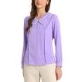 thumbnail image 4 of INSPIRAR CHIC Blusa de Manga Larga con Cuello Peter Pan y Botones Decorativos en la Espalda XL Color Púrpura Claro, 4 of 6