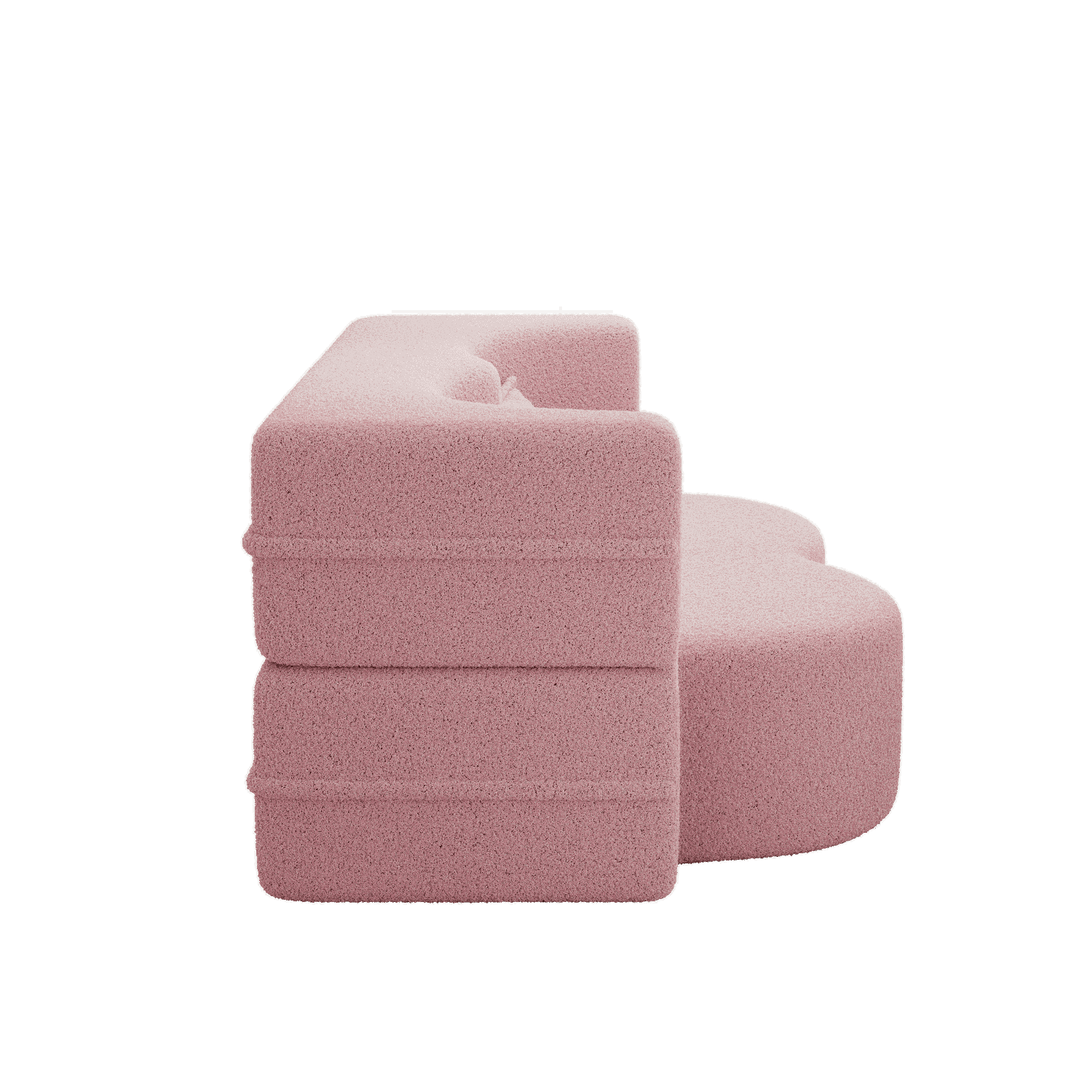 Demi Bonn Modern Convertible Floor Sofa Bed with 2 Pillows, Full Size 15" Folding Mattress, Teddy Fabric Foam-Filled for Living Room, No Assembly Needed, Pink