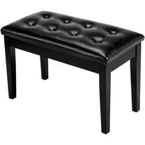 Bilot Wooden Double/Duet Piano Bench with Storage and Thick Cushion Faux Leather Padded Piano Stool Artist Duet Seat- Black