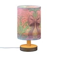 thumbnail image 2 of Purple Pink Bows Turquoise Flower Pattern Table Lamp with USB Port LED Warm Light Lamp Night Light Home Decor, 2 of 7