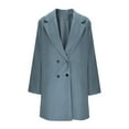 thumbnail image 5 of Fnooota Womens Mid-length Peacoats, Lapel Collar Double Breasted Winter Long Sleeve Blended Wool Coats for Women Blue Size S, 5 of 8