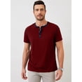 thumbnail image 5 of Demotime Men's Henley Shirts Short Sleeves Round Neck Casual Basic Shirt Summer Solid Color Lightweight Button T Shirts Wine Red XL Tops, 5 of 6