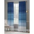 thumbnail image 4 of Navy Blue Ombre Sheer Curtains 84 Inch Length 2 Panels Set, Modern Abstract Art Blue White Striped Voile Window Treatment Rod Pocket Curtains Sheers Drapes for Bedroom/Living Room/Kitchen 52"x84"x2, 4 of 7