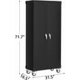 thumbnail image 2 of Armoire de Rangement de Garage Roulante Verrouillable de 72 Pouces, avec 2 Portes, 4 Tablettes Ajustables et Conception de Porte à Panneau Perforé, Armoire Mobile en Acier Robuste pour Atelier et Maison, Noir, 2 of 6