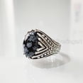 thumbnail image 2 of Snowflake Obsidian Mans Ring, Natural Snowflake Obsidian, Gents Ring, Silver Jewelry, 925 Silver Ring, Gift, Heavy Mens Ring, Arabic Design, Ottoman Style Ring, Christmas, Turkey Mens Signet Ring, 2 of 7