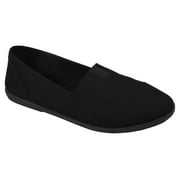 Soda Flat Women Shoes Linen Canvas Slip On Loafers Memory Foam Gel Insoles OBJI-S All Black 6