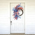 thumbnail image 5 of Patriotic Floral Wreath for Front Door, 15.8in Independence Day Wreath with Bow Red White Blue Artificial Flower Door Hanging Garland Rustic Vine Wreath for Indoor Outdoor Decor, 5 of 6