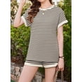 thumbnail image 4 of Weardear Maternity Outfits Set 2 Piece Matching Sets Waffle Knit Raglan Short Sleeve Tops and Shorts with Pockets Casual Pregnancy Loungewear, 4 of 6