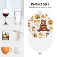 thumbnail image 6 of Honeii Cute Bee Honey Jar Hive Bear print Leather Coaster Set of 4, ideal for safeguarding your furniture from drinks spills and effortless cleanup-Octagon, 6 of 6