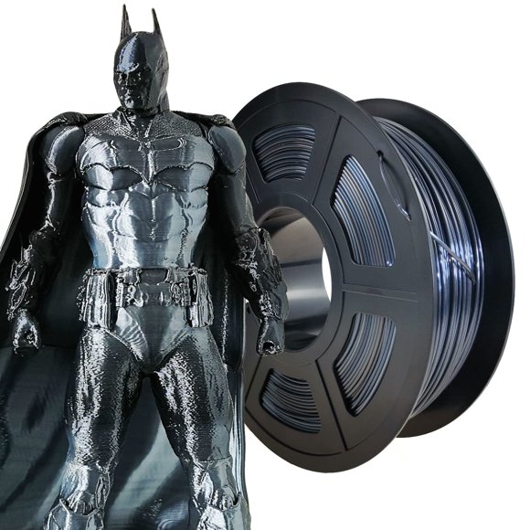 Filamento Para Impresora 3D Stronghero3D Pla 1,75 Mm Pla Silk Silver Forge Pla Black Precisión +/- 0,05 Mm Peso Neto 1 Kg Para Ender3 Cr10