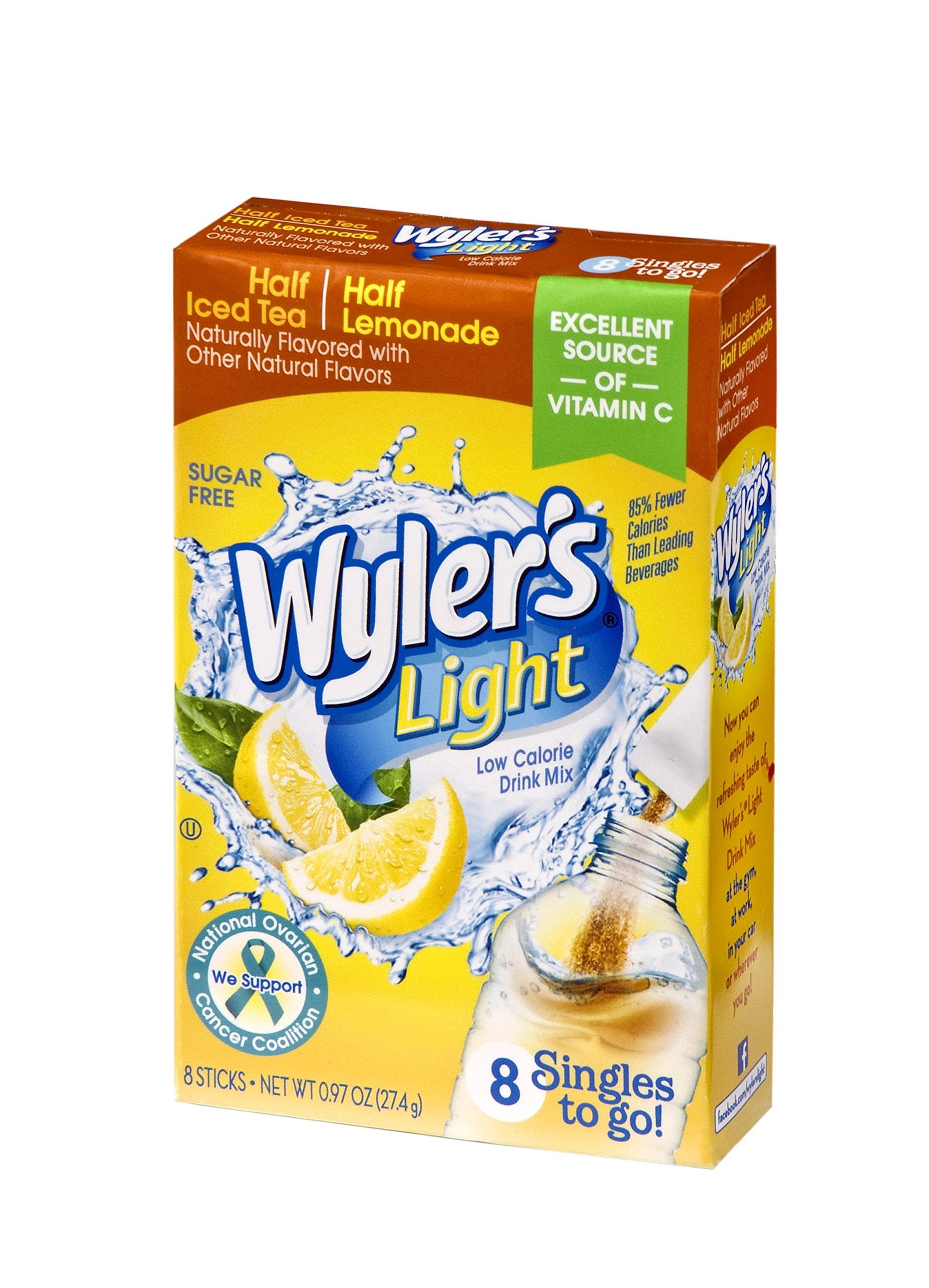 Wylers Light Singles To Go Powder Packets Water Drink Mix Half Iced Tea Half Lemonade 96