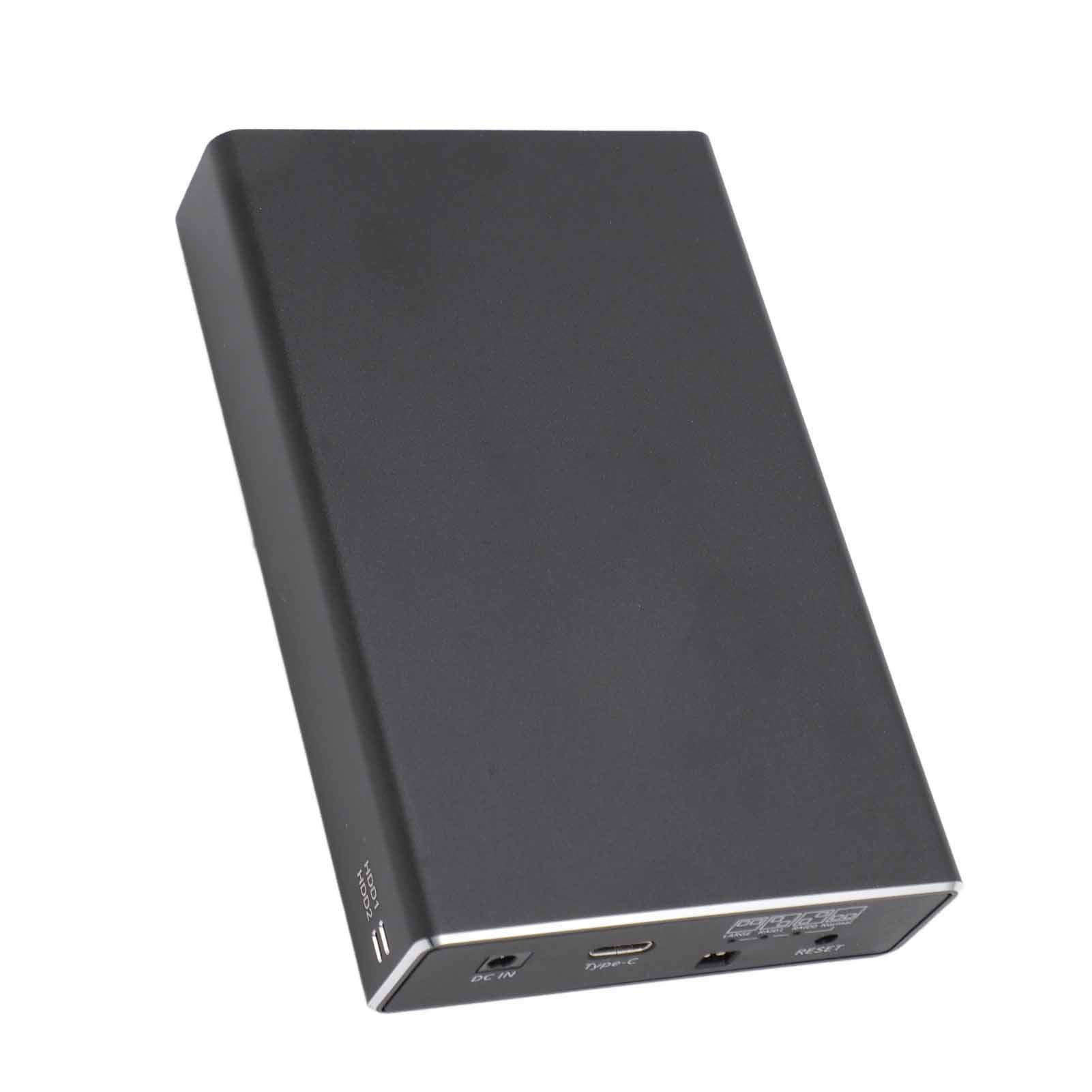 Dual Bay External Hard Drive Enclosure, Plug and Play Support UASP  HDD Enclosure USB C Independent Power Cable  for 2.5 Inch  I/II/III HDD SSD