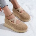 thumbnail image 5 of Hinvhai Women's Fuzzy Loafers Slip On Shoes Winter Comfortable Plush Lined Flat Moccasins Indoor Outdoor House Shoes Khaki 9(42), 5 of 8