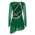 thumbnail image 4 of Lejafay Women's Shiny Rhinestone Lyrical Dance Dress Sleeveless Figure Skating Dress Green M, 4 of 7