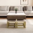thumbnail image 3 of Modern Lift-Top Coffee Table with Storage & 4 Ottoman Seats – Space-Saving White & Walnut Set for Living Rooms & Compact Spaces, 3 of 9
