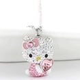 thumbnail image 2 of Collar de Hello Kitty Sanrio, colgante de pulsera de empuje, corazón de melocotón rosa, Gato de cristal, decoración de pareja, regalo para niña, 2 of 4