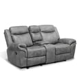 thumbnail image 2 of Furniture of America Gordon Modern Faux Leather Manual Reclining Loveseat with Console, Warm Gray, 2 of 5