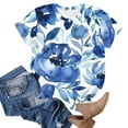 thumbnail image 4 of Odbmxy Short Sleeve T-Shirt for Women Summer Ladies Plus Size Tops Relaxed Fit Casual Cute Vacation Floral Pullover Tops,Blue M, 4 of 6