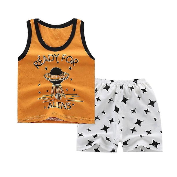 12M 55YellowSummer Cute Cartoon 2pcs Niños Bebé Niños Niñas Chaleco de dibujos animados Top Shorts Pantalones Conjunto Ropa Niños Pijamas Niñas Ropa Conjuntos esquí esquí Gafas de esquí