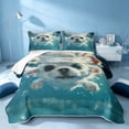 thumbnail image 2 of Erosebridal Sea Dog Bed Spread Queen, Marine Animal Queen Coverlet Set, Reversible 3pcs, 1 Quilt and 2 Pillowcases, 2 of 7