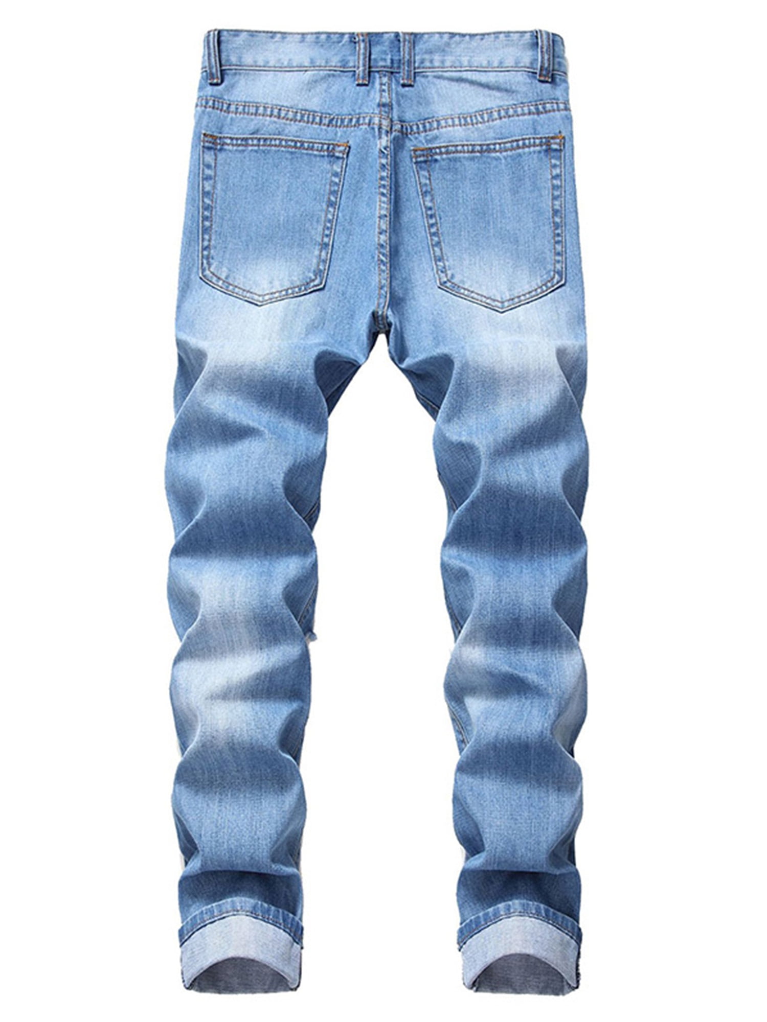 Details about   Men's skinny ripped jeans riders make old denim trousers stretch slim trousers