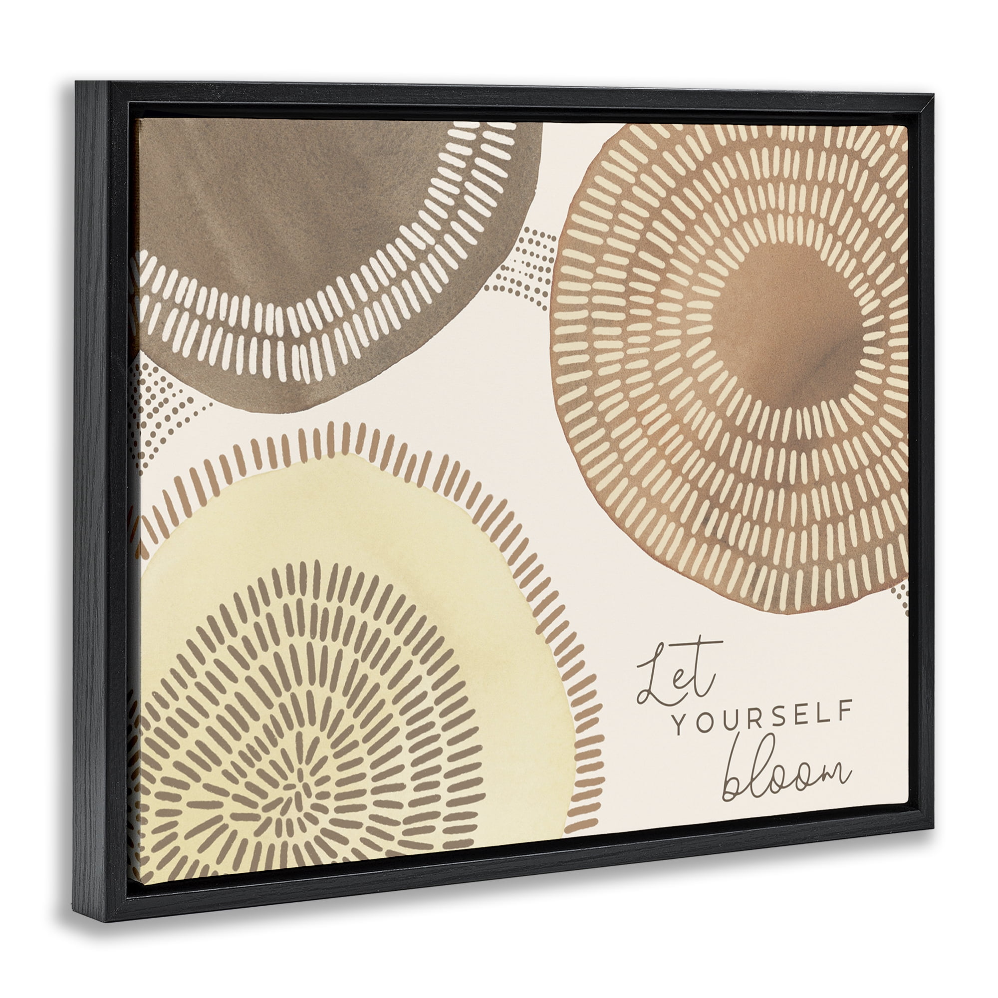 Stupell Industries Let Yourself Bloom Boho Typography Painting Black Floater Framed Canvas Art Print Wall Art, 31 x 25