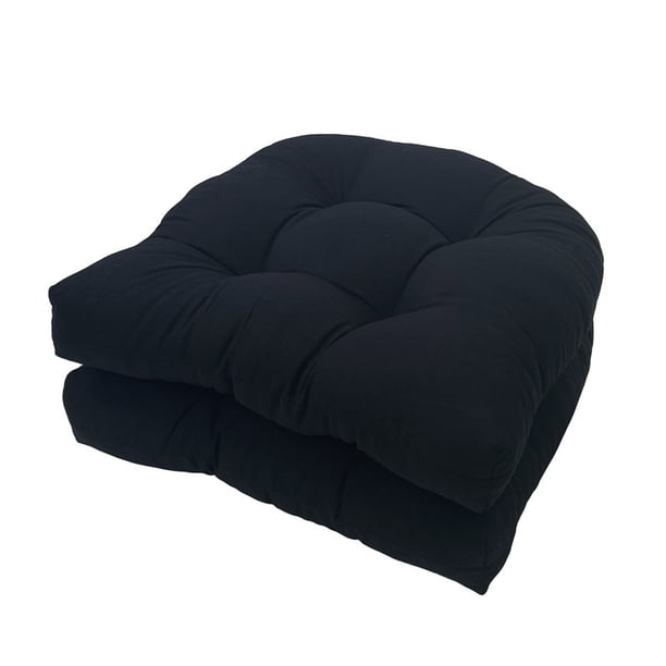 Xiao Hua Juego de 2 cojines para silla de interior y exterior, aptos para terraza, jardín, ratán, tatami, color negro.