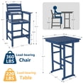 thumbnail image 3 of FOOWIN 3-Piece Adirondack Bar Table and Chair Set, HDPE All Weather Outdoor Patio Bar Set, Navy Blue, 3 of 9