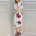 thumbnail image 4 of TIANEK Ladies Bridal Shower Dress Floral V-Neck Shape Prom Gown Bridesmaid Dress Maxi Long Dress, 4 of 9
