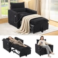 thumbnail image 2 of Ebello 3-in-1 Sleeper Sofa Bed, Corduroy Convertible Pullout Futon Couch with Adjustable Backrest, Phone Holders & USB Ports for Apartment, Small Space, 1-Seat(Black), 2 of 11