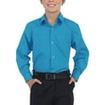 thumbnail image 2 of Boy's Classic Fit Long Sleeve Casual Button Down Toddler Kids Dress Shirt (Turquoise, 4), 2 of 3
