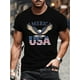 thumbnail image 1 of 1pc Men's America Eagle Graphic T-Shirt, 100% Cotton Crew Neck Short Sleeve, Patriotic USA Flag Design, Regular Fit Casual Wear for All Seasons, 1 of 6